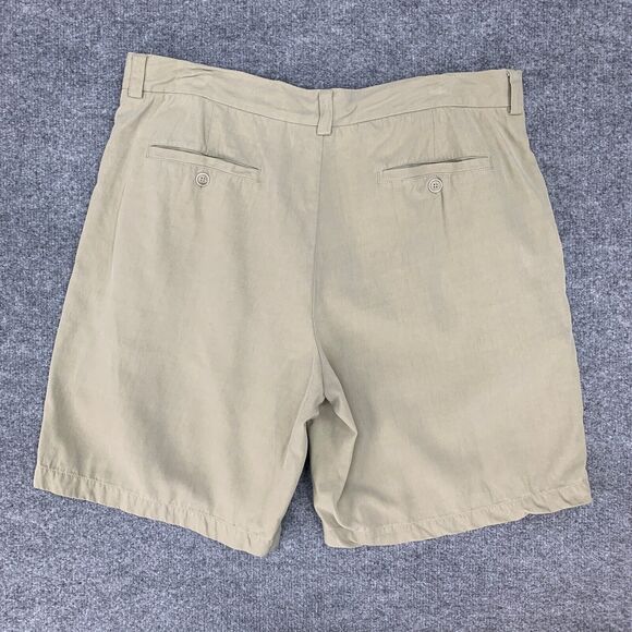Tommy Bahama Silk Shorts Mens 36 Parchment Pleated Front Mid Rise Golf Chino - Picture 6 of 10